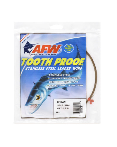 Поводочний матеріал AFW Tooth Proof Stainless Steel Single Strand Leader Wire (Brown) 105LB 0,56 mm 9,2 m