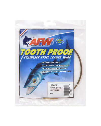 Поводочний матеріал AFW #12 Tooth Proof Stainless Steel Single Strand Leader Wire (Brown) 174LB/79kg 0,74mm 9,2m