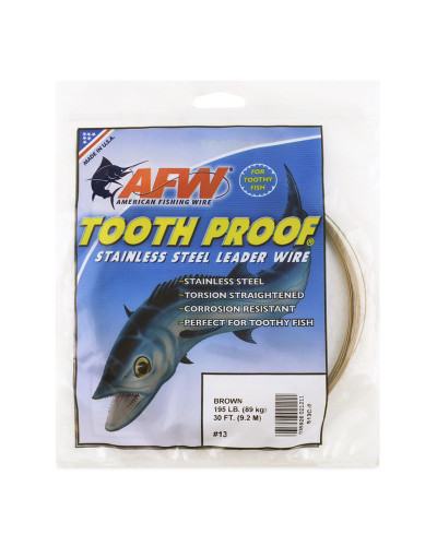 Поводочний матеріал AFW #13 Tooth Proof Stainless Steel Single Strand Leader Wire (Brown) 195LB/89kg 0,79mm 9,2m