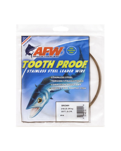 Поводочний матеріал AFW #14 Tooth Proof Stainless Steel Single Strand Leader Wire (Brown) 218LB/99kg 0,84mm 9,2m