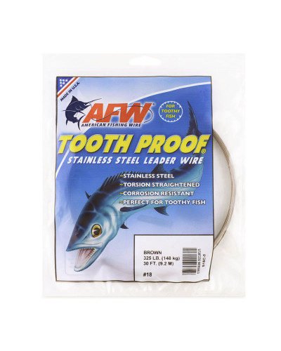 Поводочний матеріал AFW #18 Tooth Proof Stainless Steel Single Strand Leader Wire (Brown) 325LB/148kg 1,04mm 9,2m