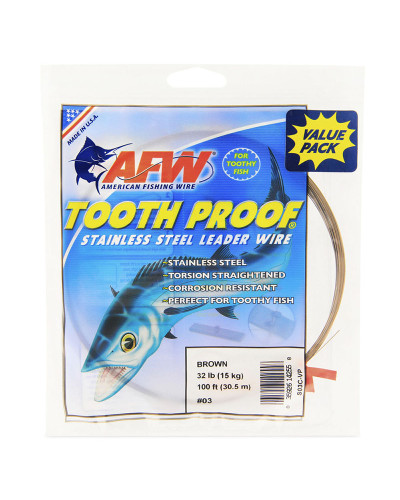 Поводочний матеріал AFW #3 Tooth Proof Stainless Steel Single Strand Leader Wire (Brown) 32LB/15kg 0,30mm 30,5m