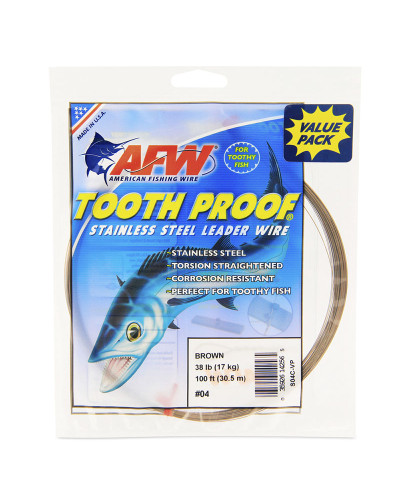 Поводочний матеріал AFW #4 Tooth Proof Stainless Steel Single Strand Leader Wire (Brown) 38LB/17kg 0,33mm 30,5m