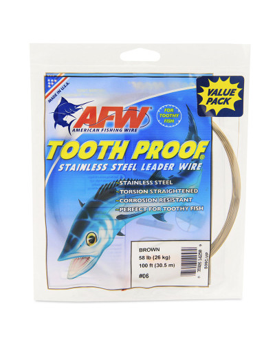 Поводочний матеріал AFW #6 Tooth Proof Stainless Steel Single Strand Leader Wire (Brown) 58LB/26kg 0,41mm 30,5m
