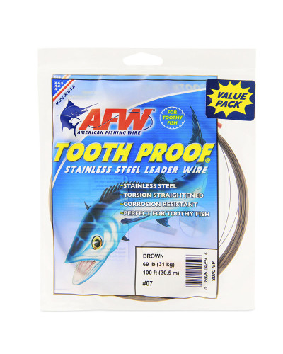 Поводочний матеріал AFW #7 Tooth Proof Stainless Steel Single Strand Leader Wire (Brown) 69LB/31kg 0,46mm 30,5m