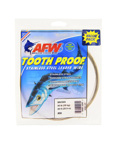 Поводочний матеріал AFW #8 Tooth Proof Stainless Steel Single Strand Leader Wire (Brown) 86LB/39kg 0,51mm 25,9m
