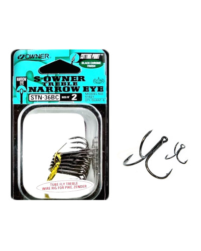 Гачок-трійник Owner/C'ultiva 51621 STN-36BC Black Chrome #2 (6шт./уп.)