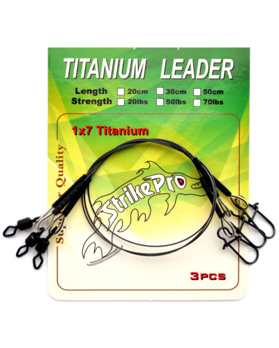 Повідці Strike Pro Titanium 1x7 Leaders 50LB 20см (3шт./уп.)