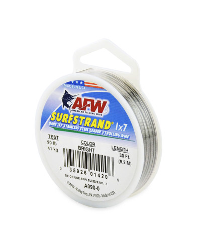 Поводковый материал AFW Surfstrand Stainless Steel Leader Wire (Bright) 90lb 0,61 mm 9,2 m
