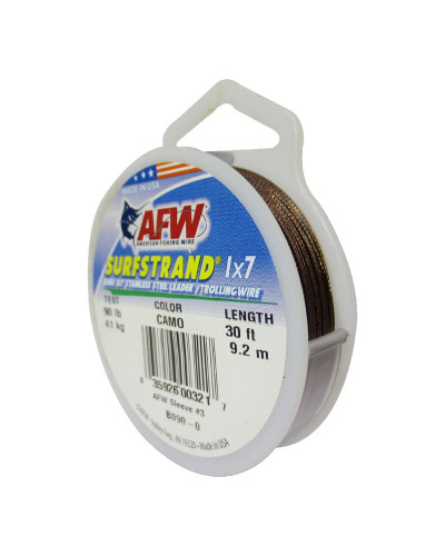 Поводочний матеріал AFW SURFSTRAND Stainless Steel Leader Wire (Camo) 90lb 0,61 mm 9,2 m