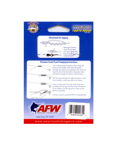 Поводочний матеріал AFW Titanium Tooth Proof Single Strand Wire 100LB 0,69 mm 4,6 m