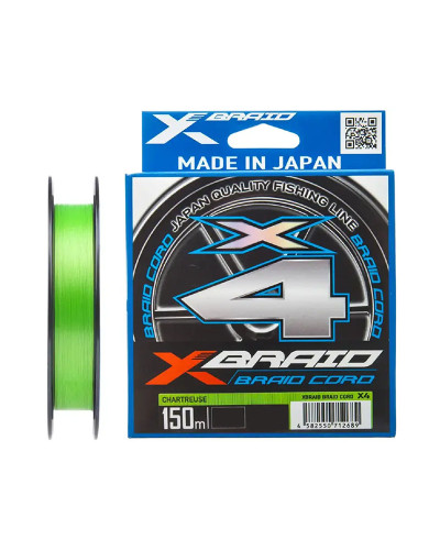 Шнур YGK X-Braid Braid Cord X4 150m #3.0/0.296mm 40lb/18kg #Chartreuse