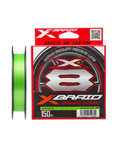 Шнур YGK X-Braid Braid Cord X8 150m #3.0/0.283mm 50lb/23kg #Chartreuse