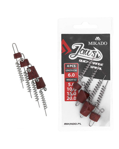 Набір штопорів з грузиками Mikado Jaws Quick Change Spiral 60mm (5,10,15,20г)