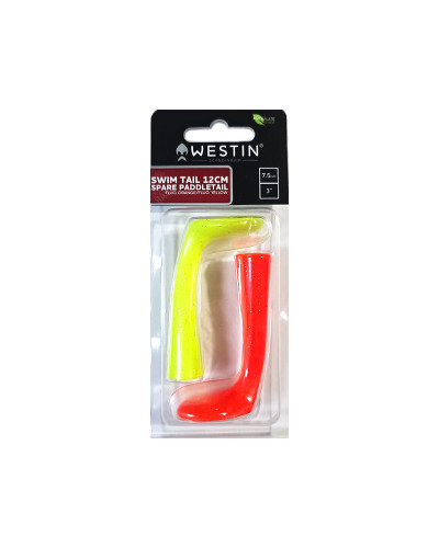 Набір змінних хвостів Westin Swim Tail 12cm Spare Paddletail #Fluo Orange/Fluo Yellow (2шт./уп.)